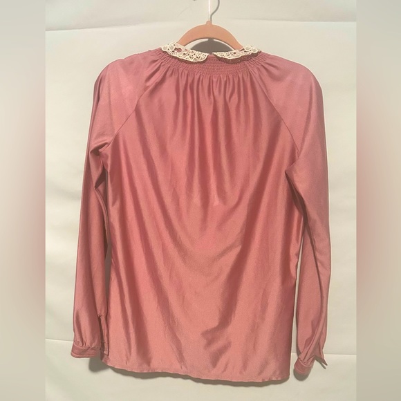 Vintage Ship’n Shore Pink Lace Collared Blouse - Picture 2 of 8